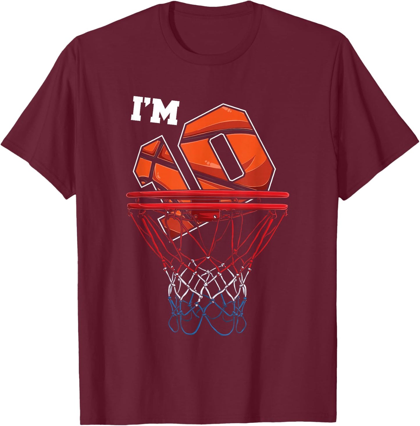 I'm 10 Years Old Basketball Net Ball Game Gift Birthday Gift T-Shirt - T-Shirt | Maroon