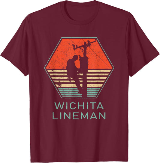 GlenStore Wichita Lineman - Black, -Adults, Small, Short Sleeve, , Classic Fit, Cotton 60% Polyester 40% T-Shirt - T-Shirt | Maroon
