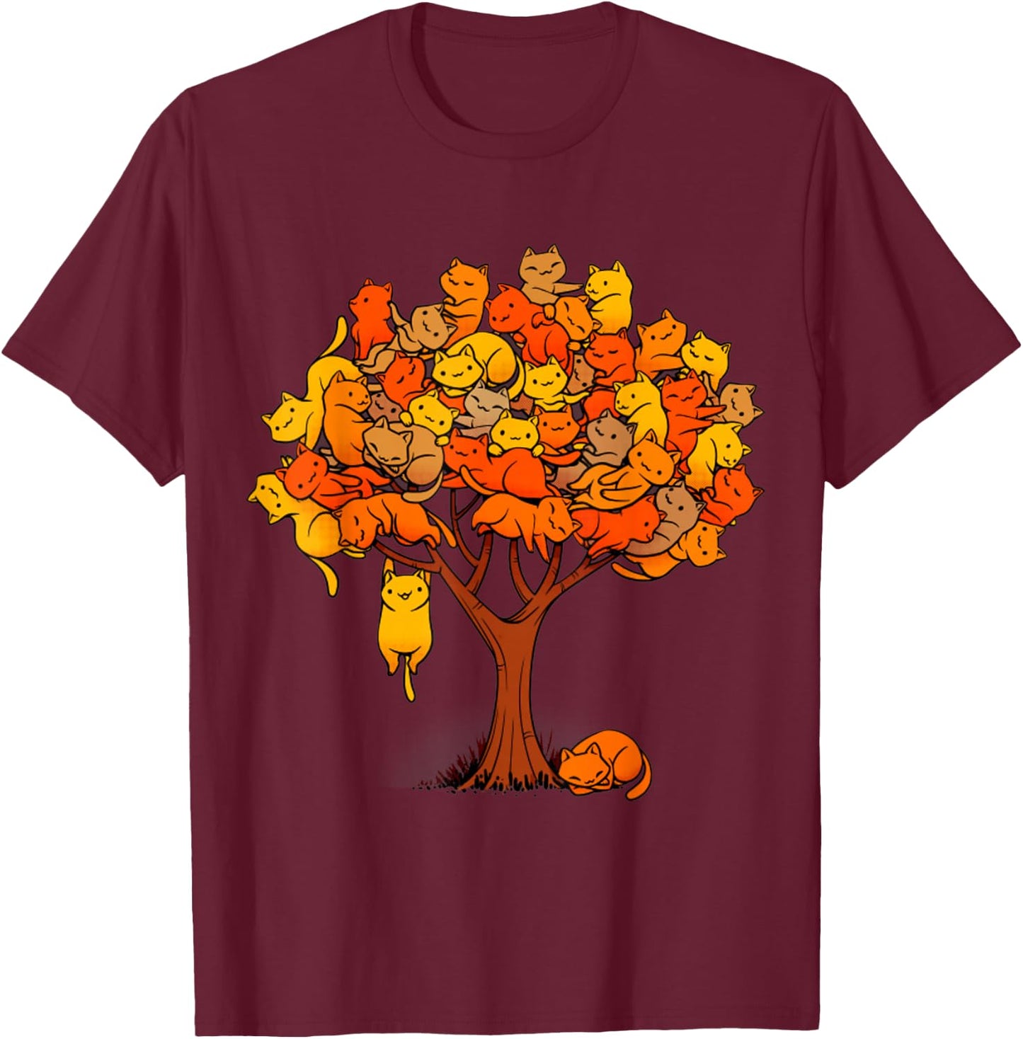 Cat Tree Funny Animal Plant Pet Lover T-Shirt - T-Shirt | Maroon