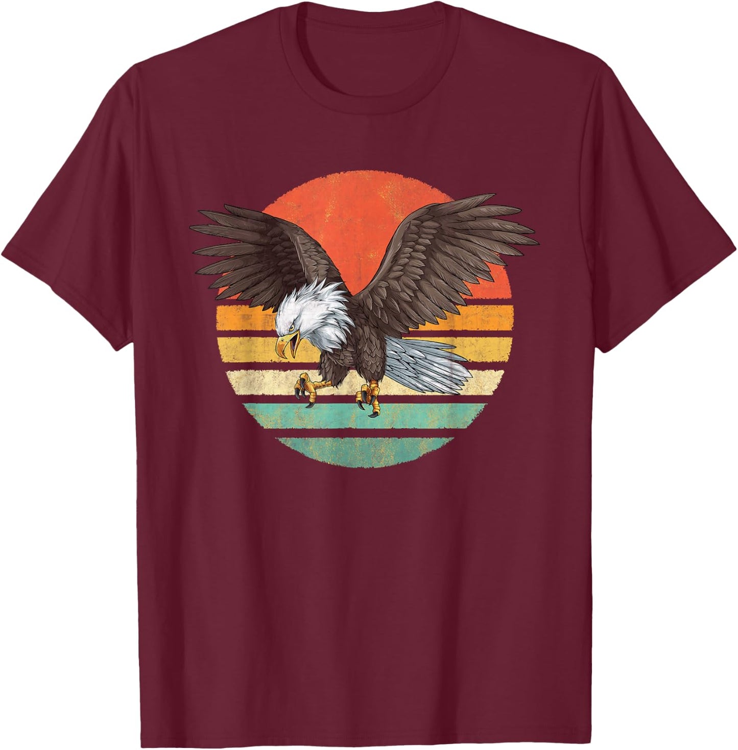 Bald Eagle Men Women Retro Vintage Bald Eagle T-Shirt - T-Shirt | Maroon