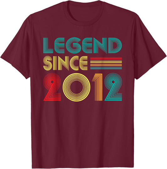 Legend Since 2012 13th Birthday Retro Vintage 13 Years Old T-Shirt - T-Shirt | Maroon