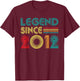 Legend Since 2012 13th Birthday Retro Vintage 13 Years Old T-Shirt - T-Shirt | Maroon