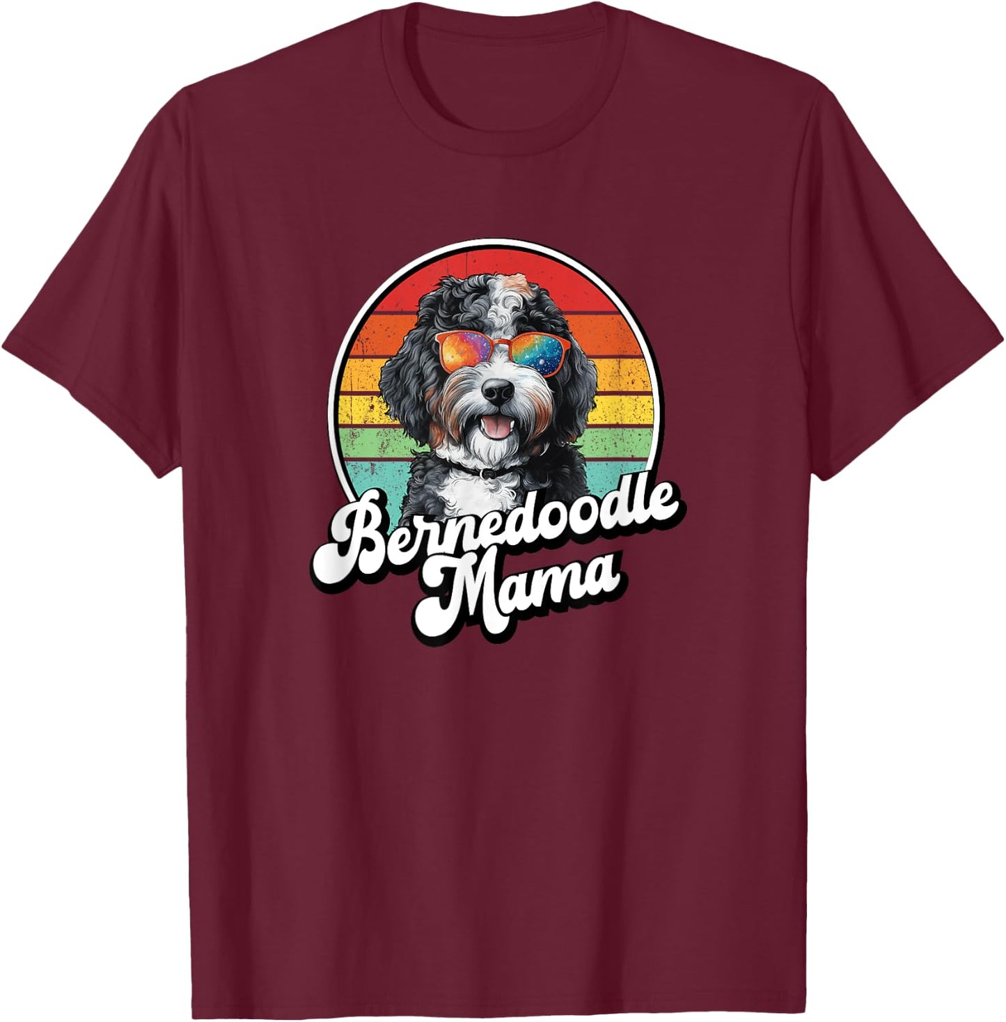 Cute Retro Vintage Mom Bernedoodle Mama Dog Lover T-Shirt - T-Shirt | Maroon