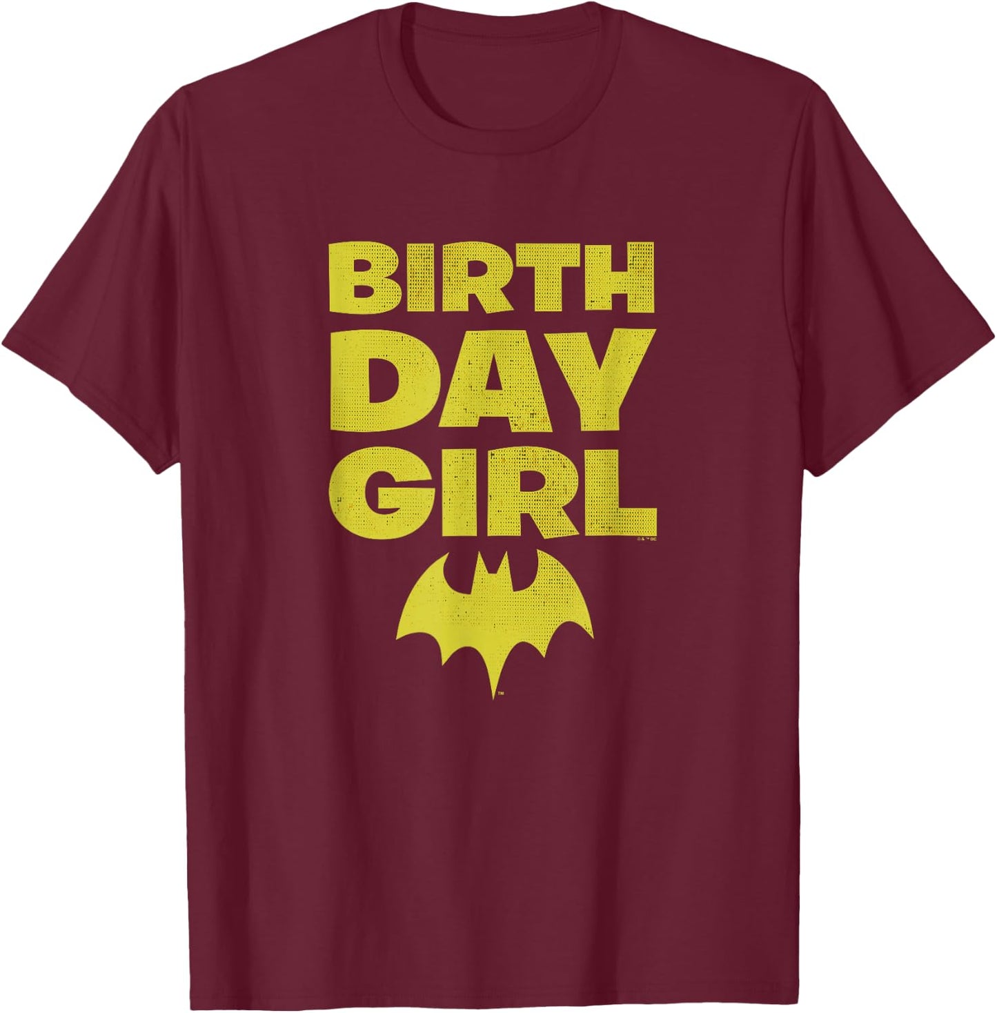 DC Comics Justice League Batman Birthday Girl Vintage T-Shirt - T-Shirt | Maroon