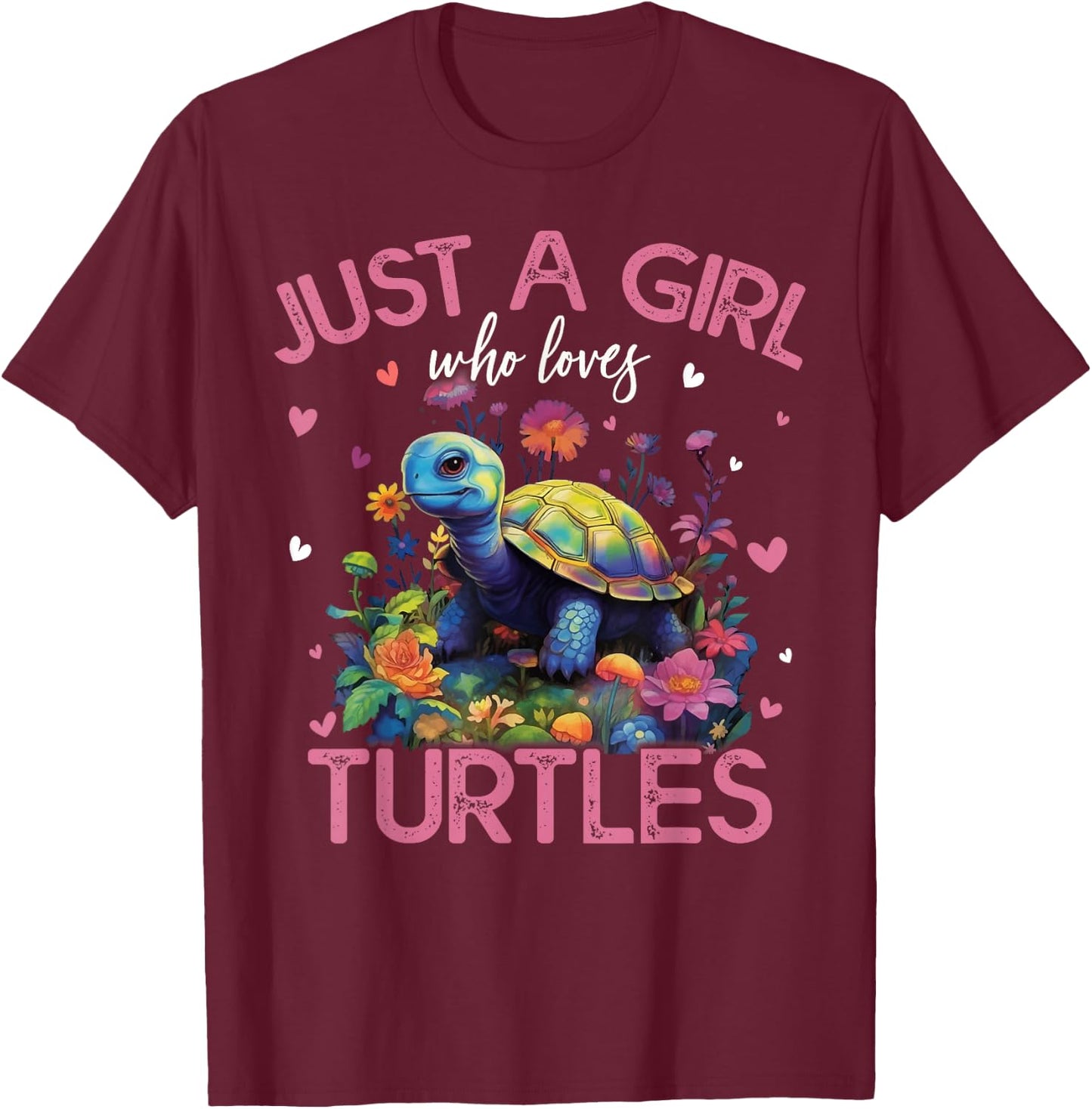 Just A Girl Who Loves Turtles Girls T-Shirt - T-Shirt | Maroon