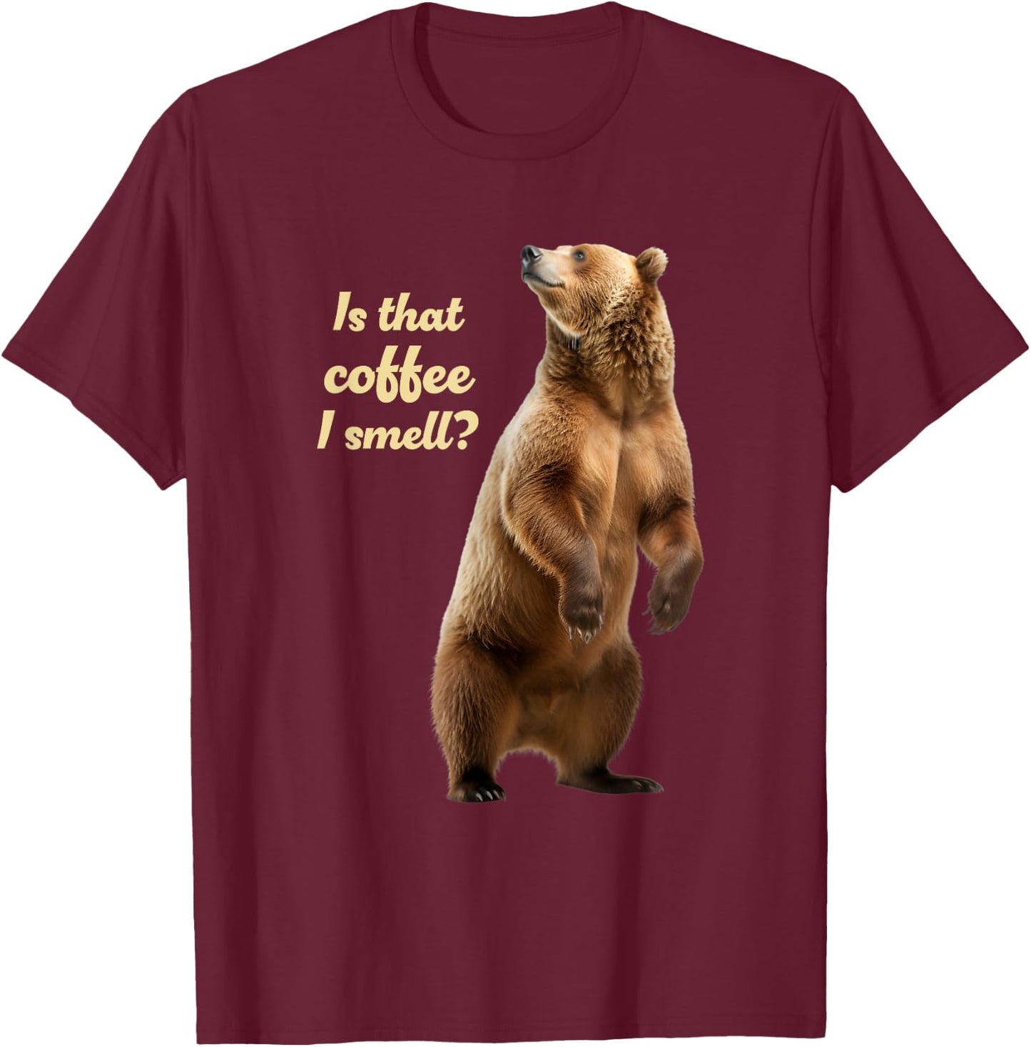 Coffee and Grizzlies Funny Bear Lover Grizzly Wildlife T-Shirt - T-Shirt | Maroon