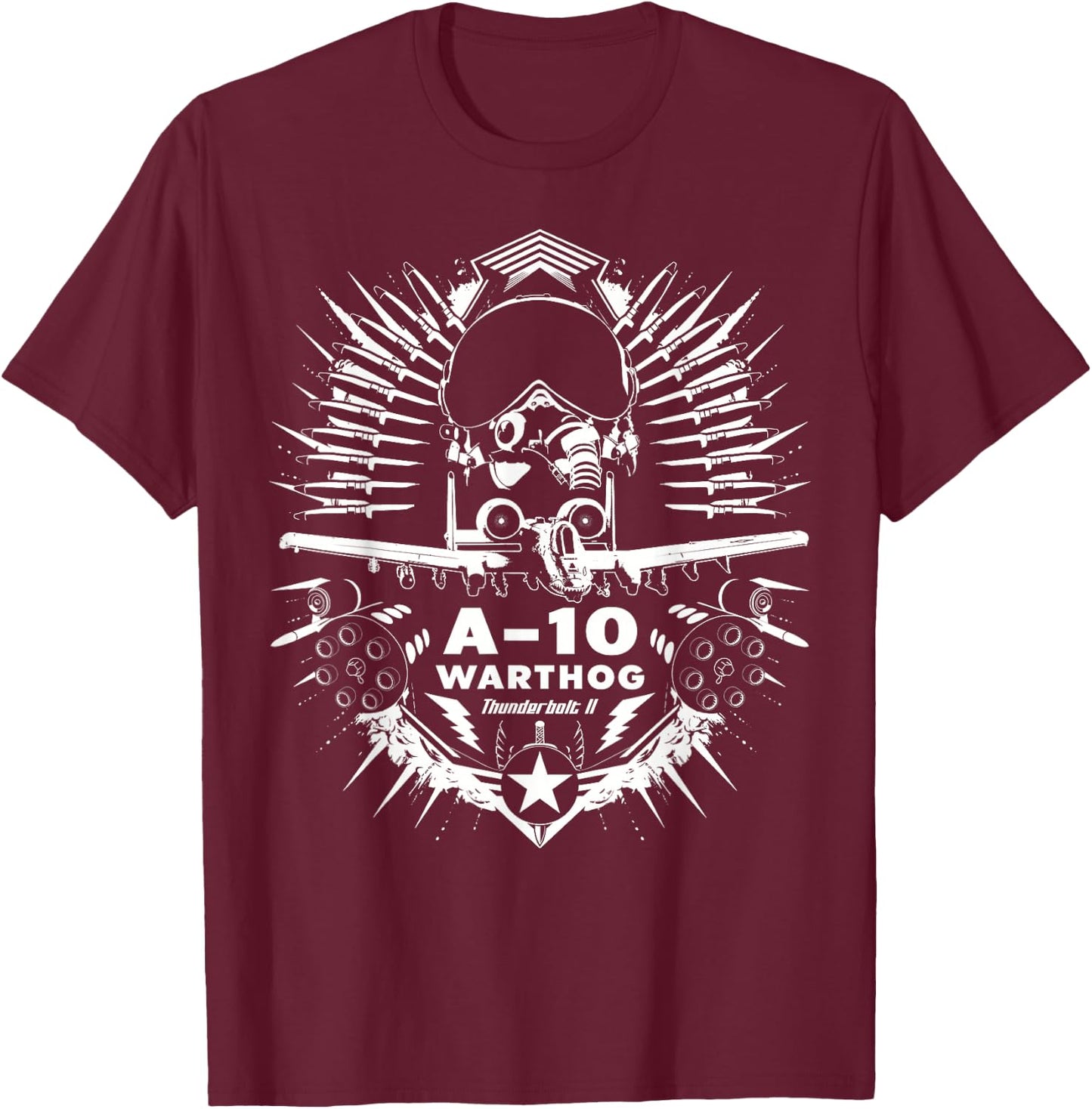 A-10 Thunderbolt II Warthog Cool Aircraft Pilot Helmet T-Shirt - T-Shirt | Maroon