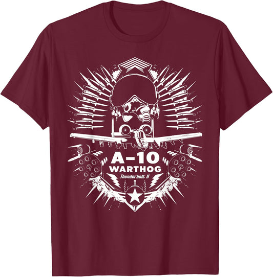 A-10 Thunderbolt II Warthog Cool Aircraft Pilot Helmet T-Shirt - T-Shirt | Maroon