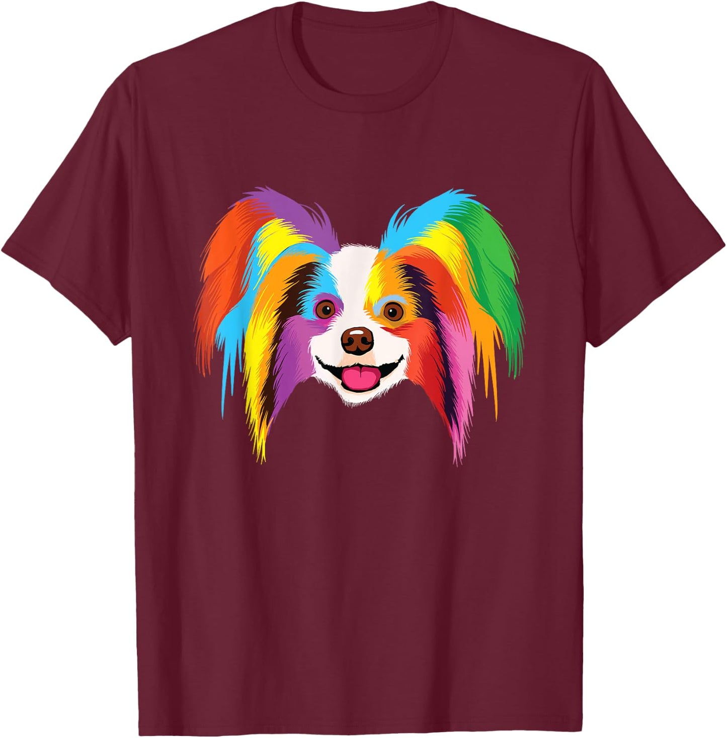 Colorful Papillon - Dog Canine Lover Pet Owner Veterinarian Women Kids T-Shirt - T-Shirt | Maroon