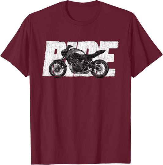 2021-2022 MT-07 Ride Naked Bike Ride Motorcycle T-Shirt - T-Shirt | Maroon