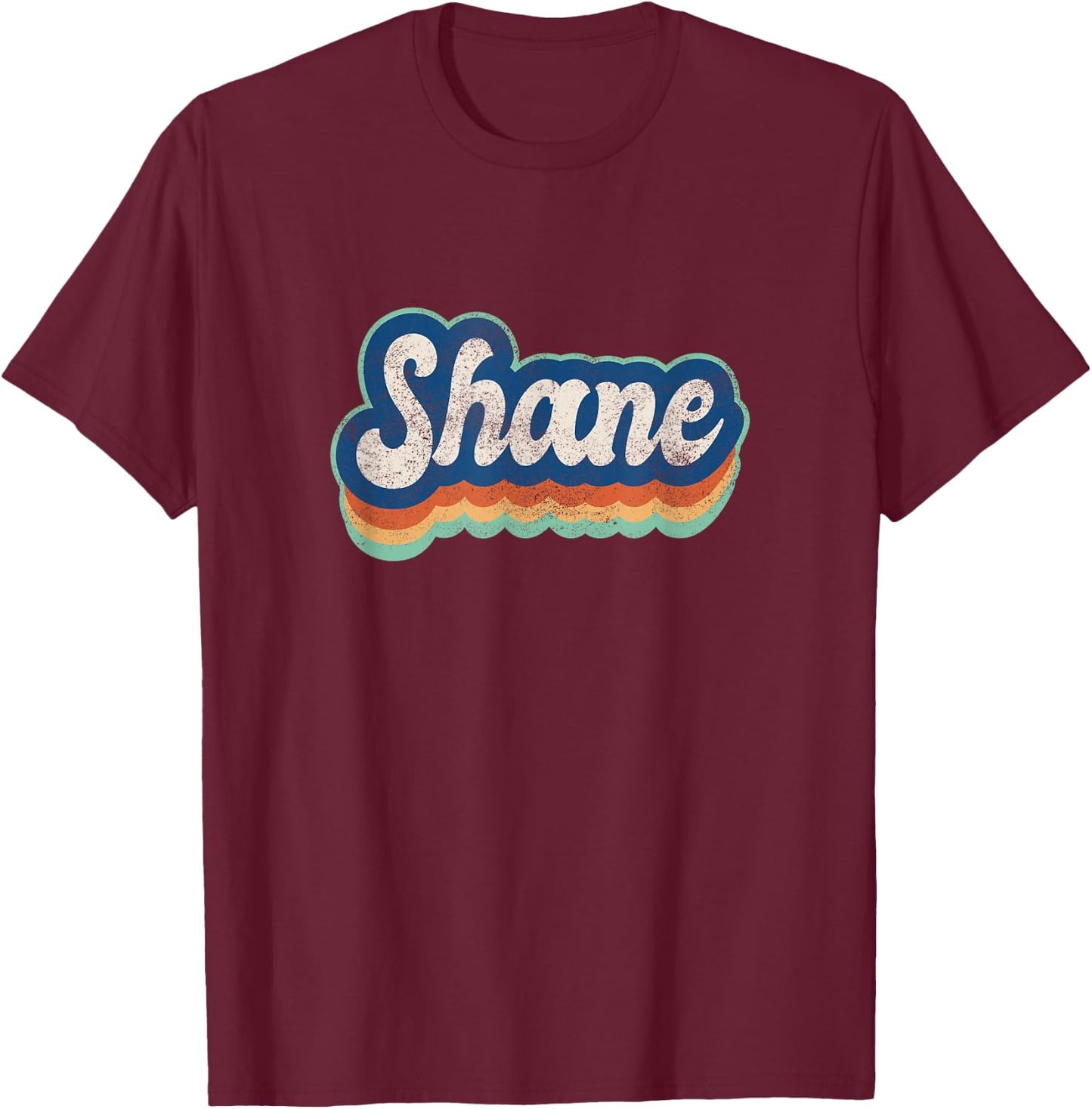 Shane First Name Boy Vintage Style 70s 80s Personalized T-Shirt - T-Shirt | Maroon