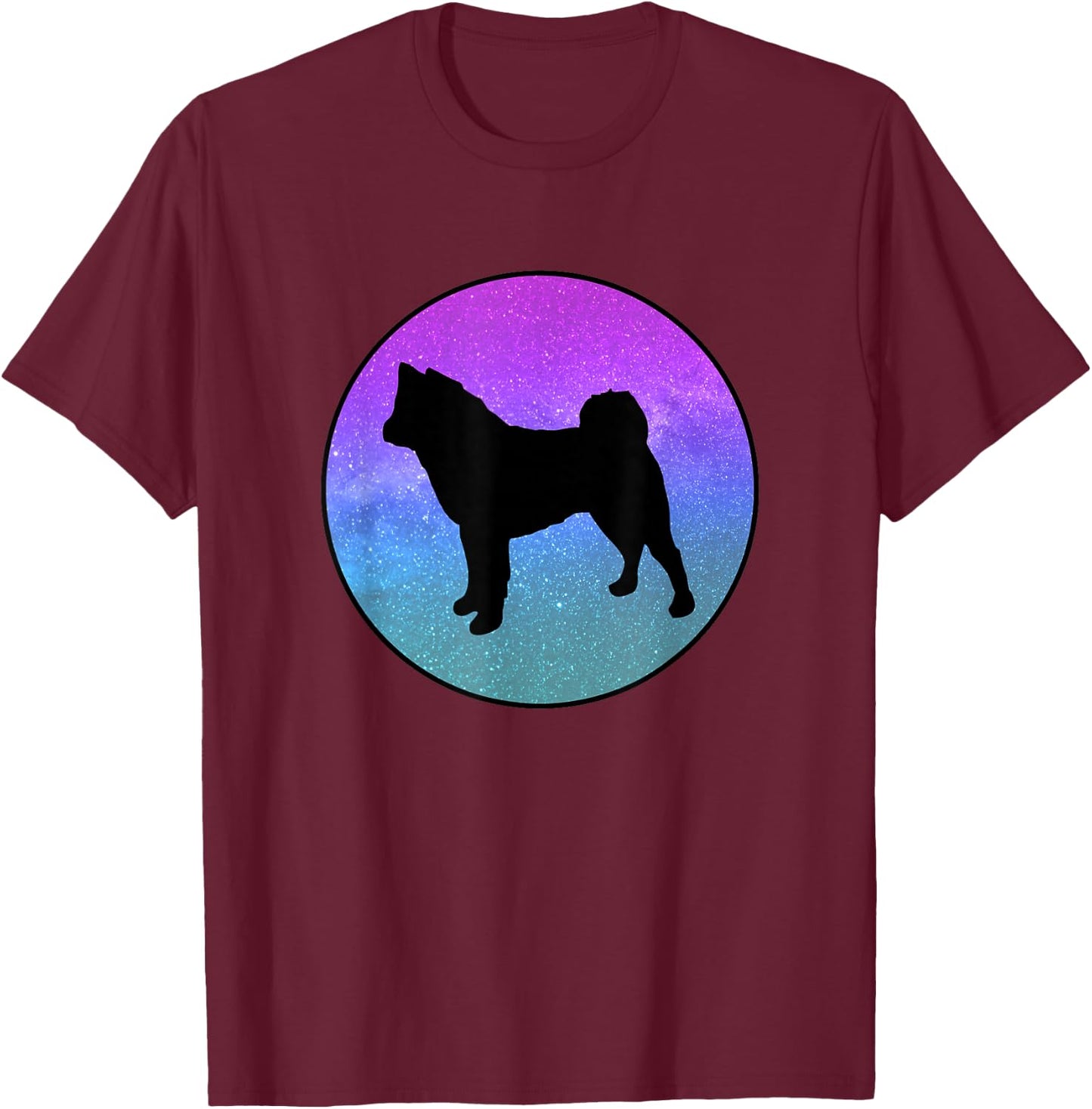 Dog Breed American Akita Dog Silhouette Space Galaxy T-Shirt - T-Shirt | Maroon