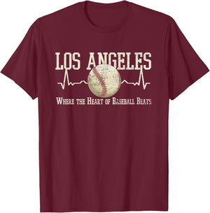 Vintage Baseball Los Angeles Graphic T-Shirt - T-Shirt | Maroon
