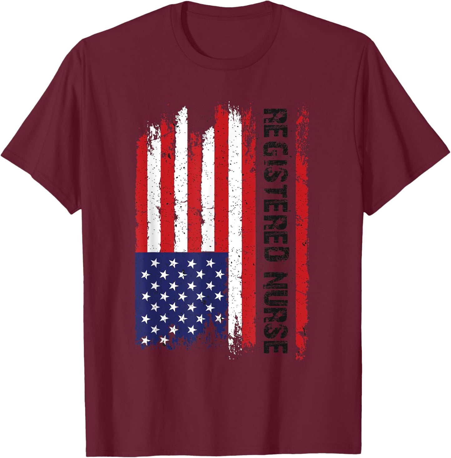 Vintage USA RN Registered Nurse American Flag Patriotic Women Men T-Shirt - T-Shirt | Maroon