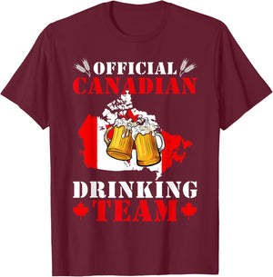 Official Canadian Drinking Team & Maple Leaf Patriotic Men T-Shirt - T-Shirt | Maroon