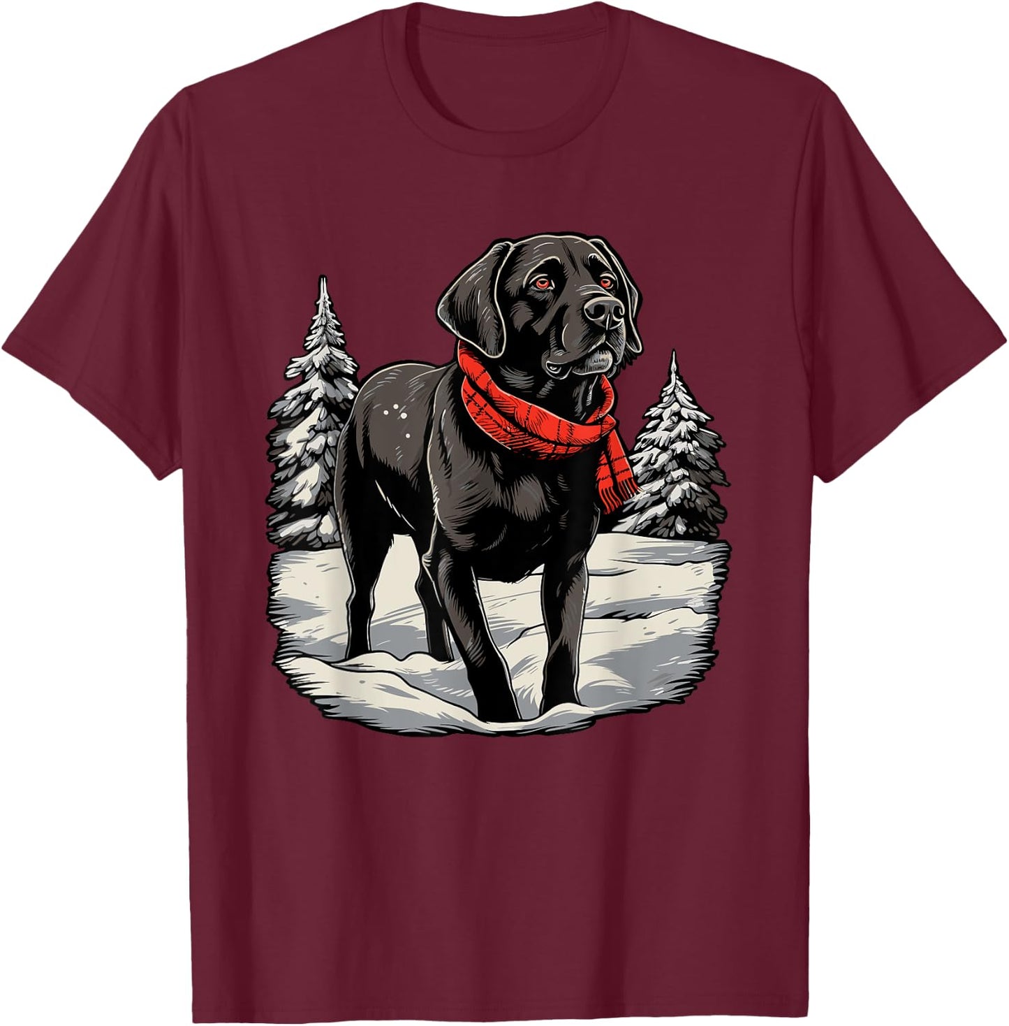 Black Labrador Christmas Santa Hat Xmas Pajama T-Shirt - T-Shirt | Maroon