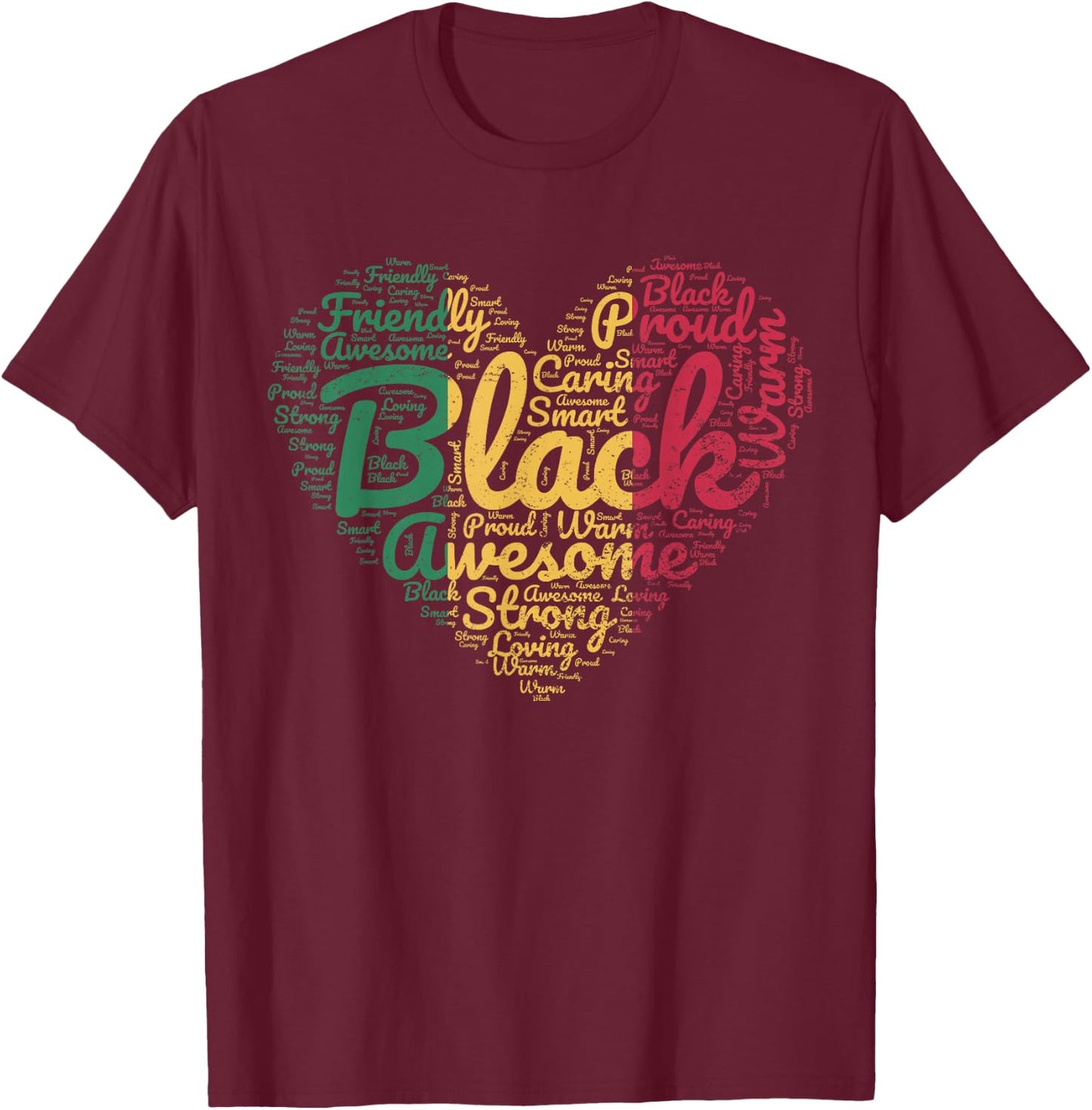 Valentines Day Juneteenth Black History Month Proud Heart T-Shirt - T-Shirt | Maroon
