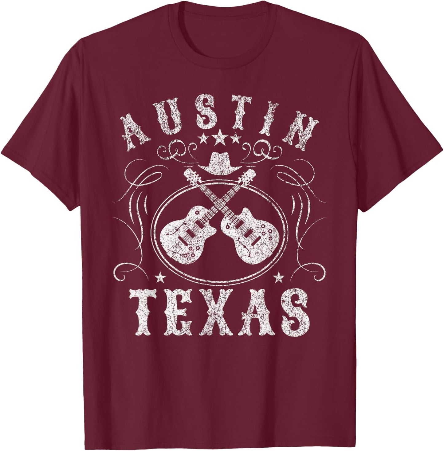 Austin Texas Travel Vintage Small T-Shirt - T-Shirt | Maroon