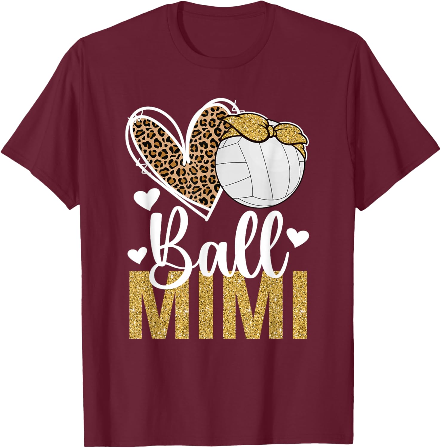 Ball Mimi Heart Volleyball Mimi Of A Volleyball Player T-Shirt - T-Shirt | Maroon