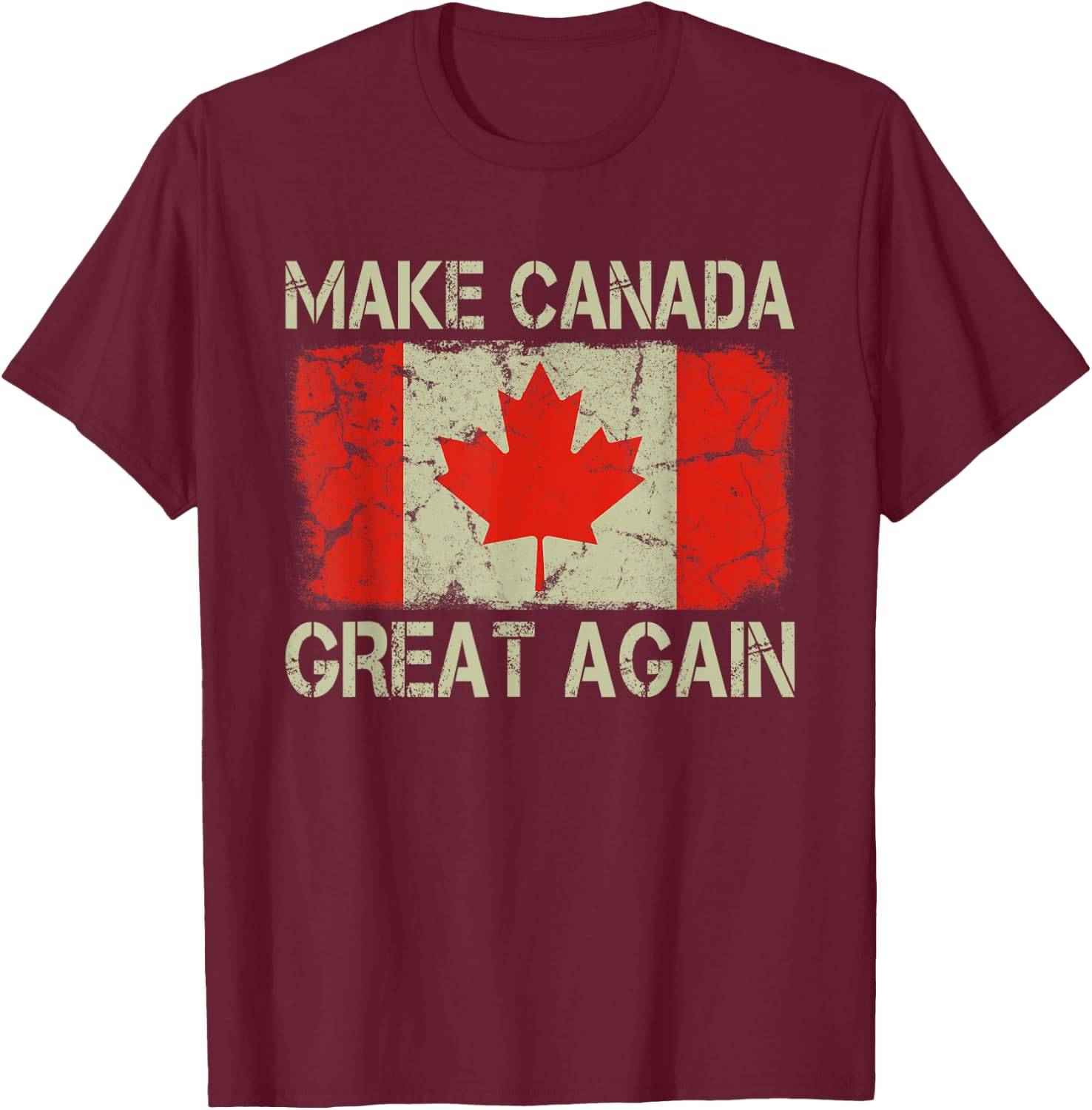 Vintage Canadian Flag Make Canada Great Again T-Shirt - T-Shirt | Maroon