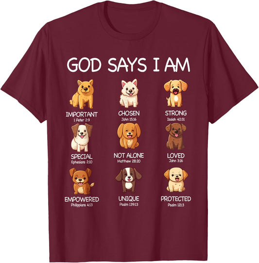 God Says I Am Cute Dogs Bible Verse Christian Boys Girls T-Shirt - T-Shirt | Maroon
