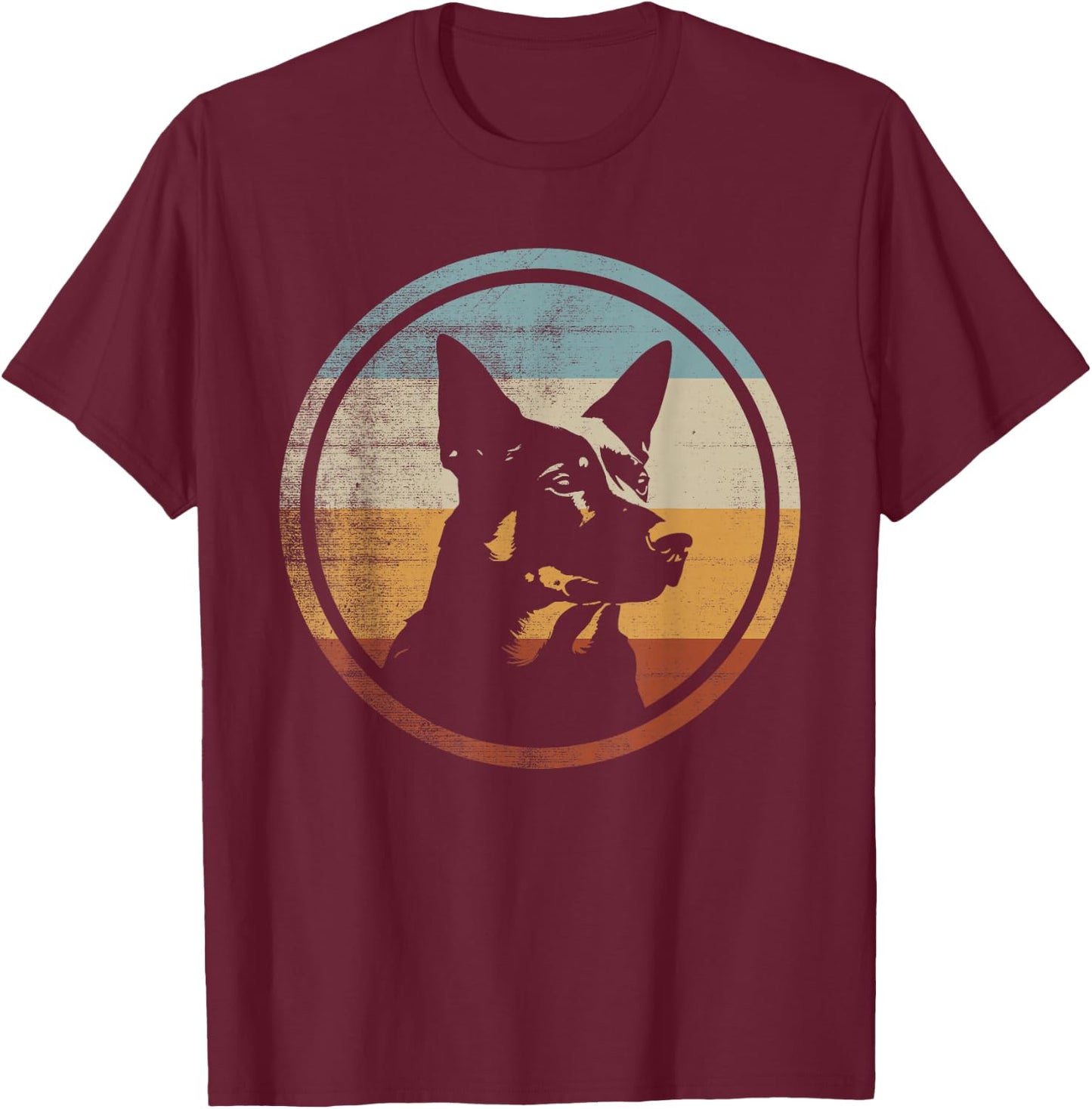 Retro Style Australian Kelpie Dog T-Shirt - T-Shirt | Maroon