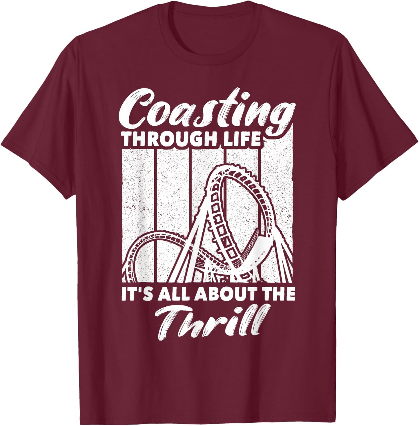 Roller Coaster Enthusiast Rollercoasters T-Shirt - T-Shirt | Maroon
