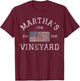 Martha's Vineyard Massachusetts American Flag USA Vintage T-Shirt - T-Shirt | Maroon