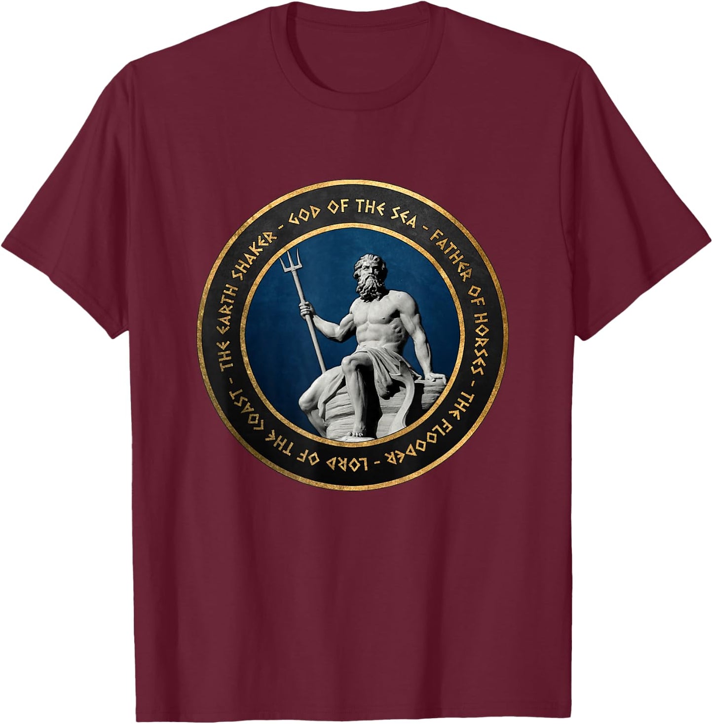 Poseidon Ancient Greek God T-Shirt - T-Shirt | Maroon