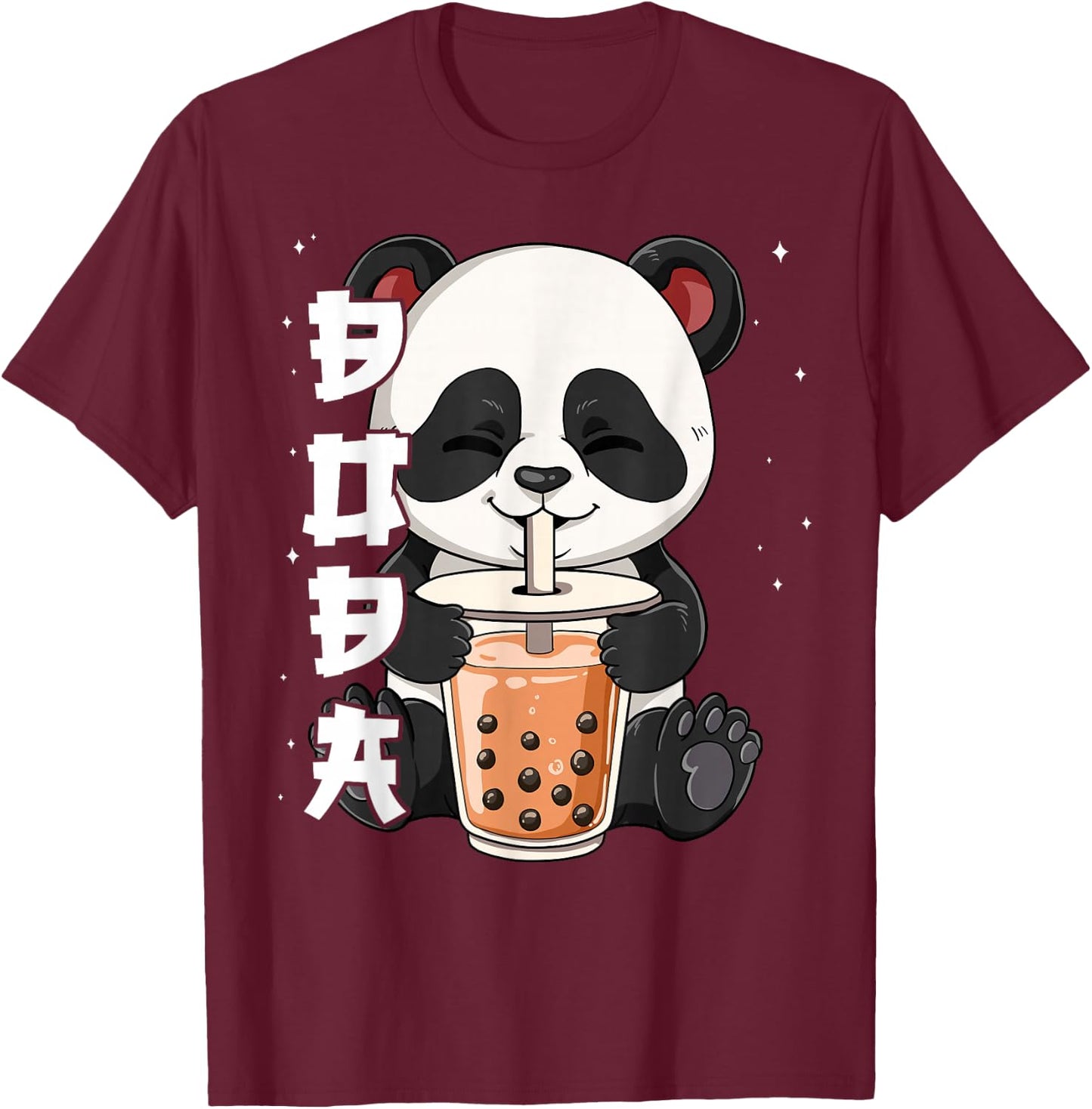 Bubble Tea Panda Boba Tea T-Shirt - T-Shirt | Maroon
