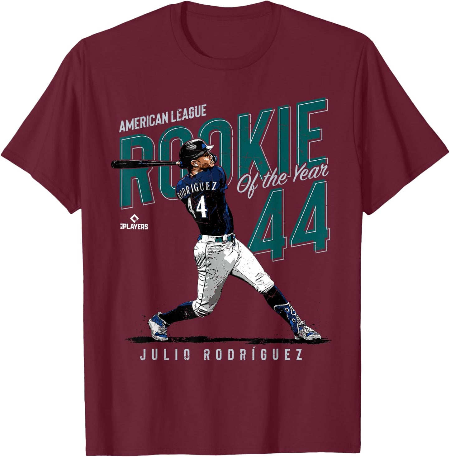 Rookie of the Year Julio Rodriguez Seattle MLBPA T-Shirt - T-Shirt | Maroon