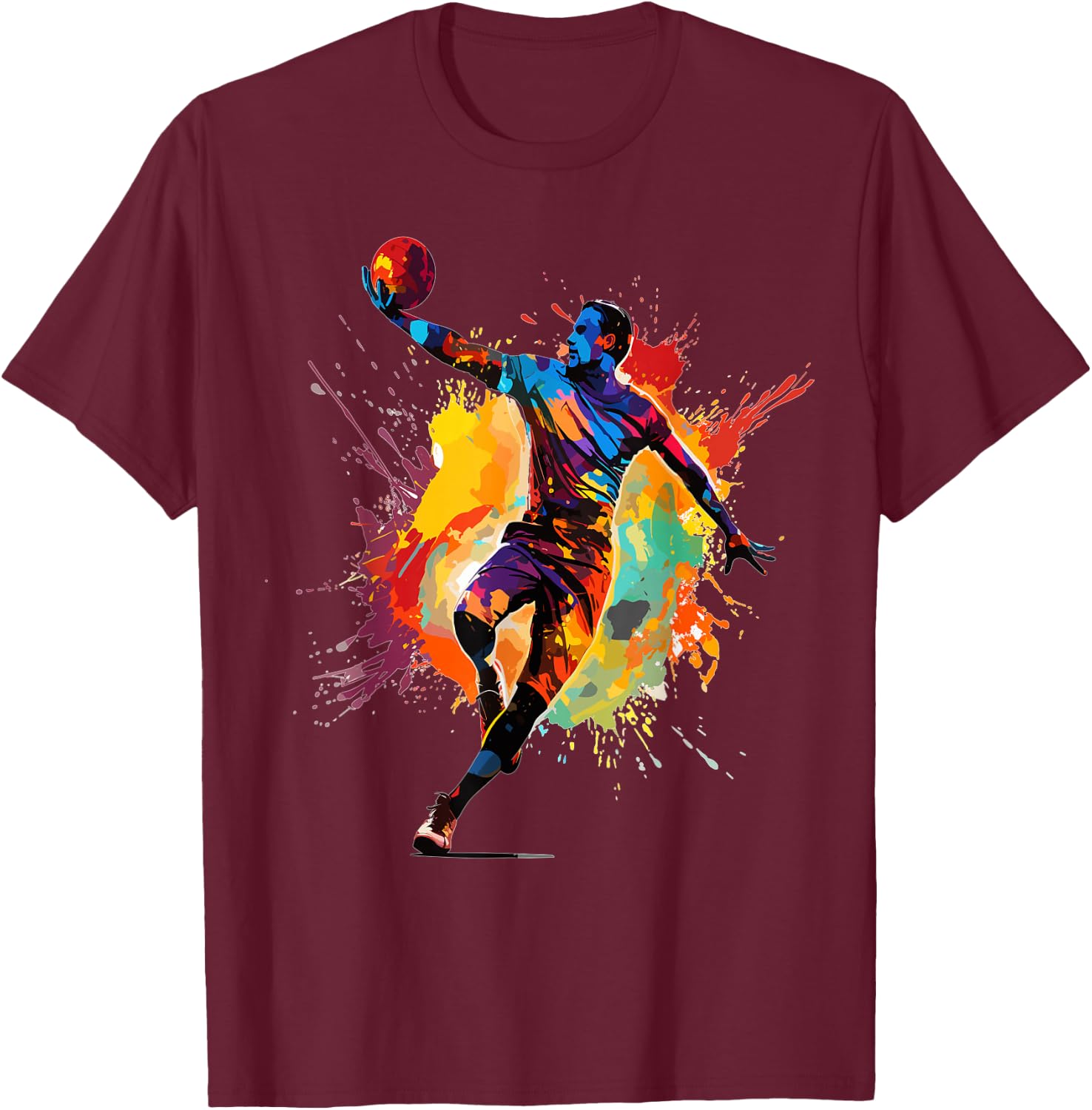 Handball player paint splash Men's handball T-Shirt - T-Shirt | Maroon