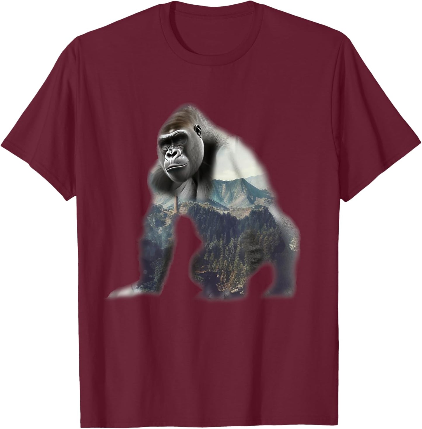 Gorilla Ape Silverback Primate Nature Jungle T-Shirt - T-Shirt | Maroon