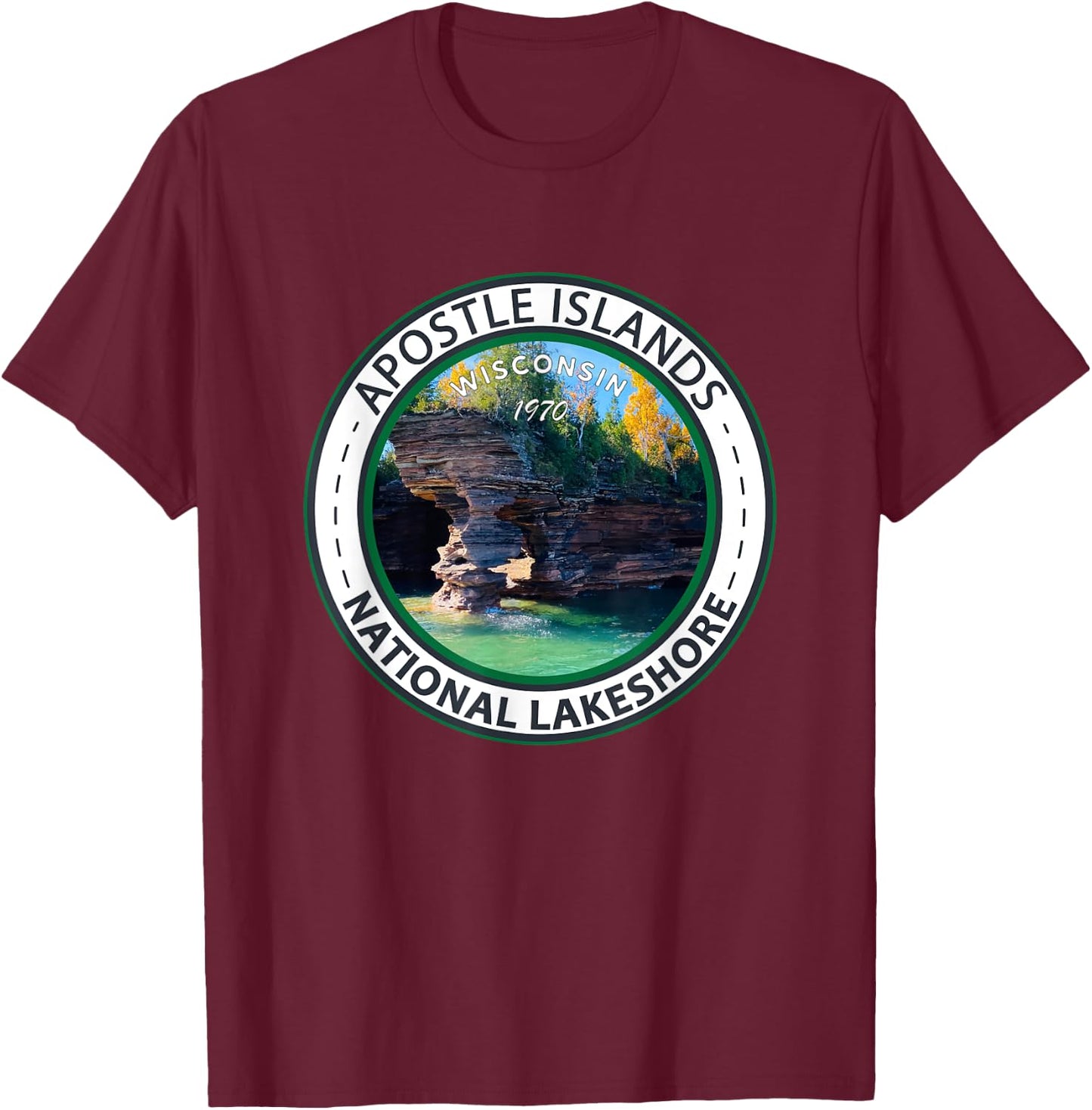 Apostle Islands National Lakeshore Wisconsin Vintage T-Shirt - T-Shirt | Maroon