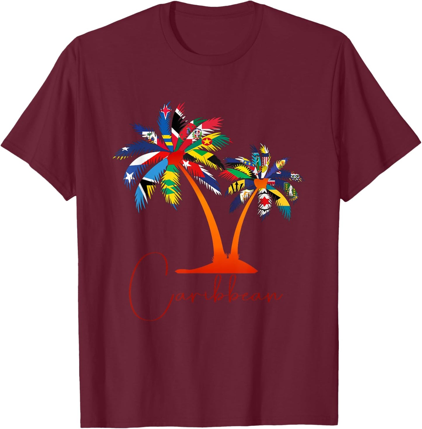 Caribbean Islands Flags, Caribbean Sea Tour T-Shirt - T-Shirt | Maroon
