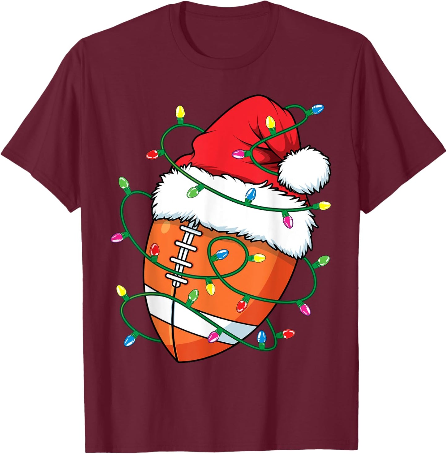 Santa Sports Design Boys Christmas Football Player T-Shirt - T-Shirt | Maroon