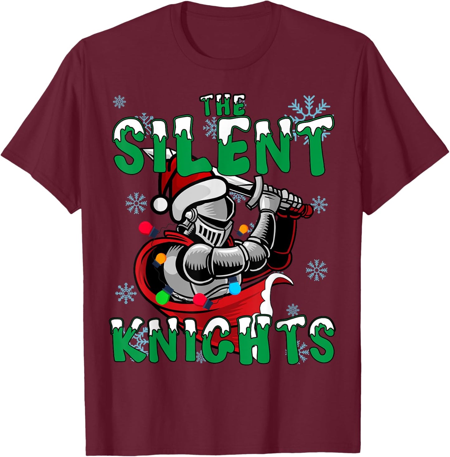 Christmas Run 5K Silent Knights Holiday Team Running Outfit T-Shirt - T-Shirt | Maroon
