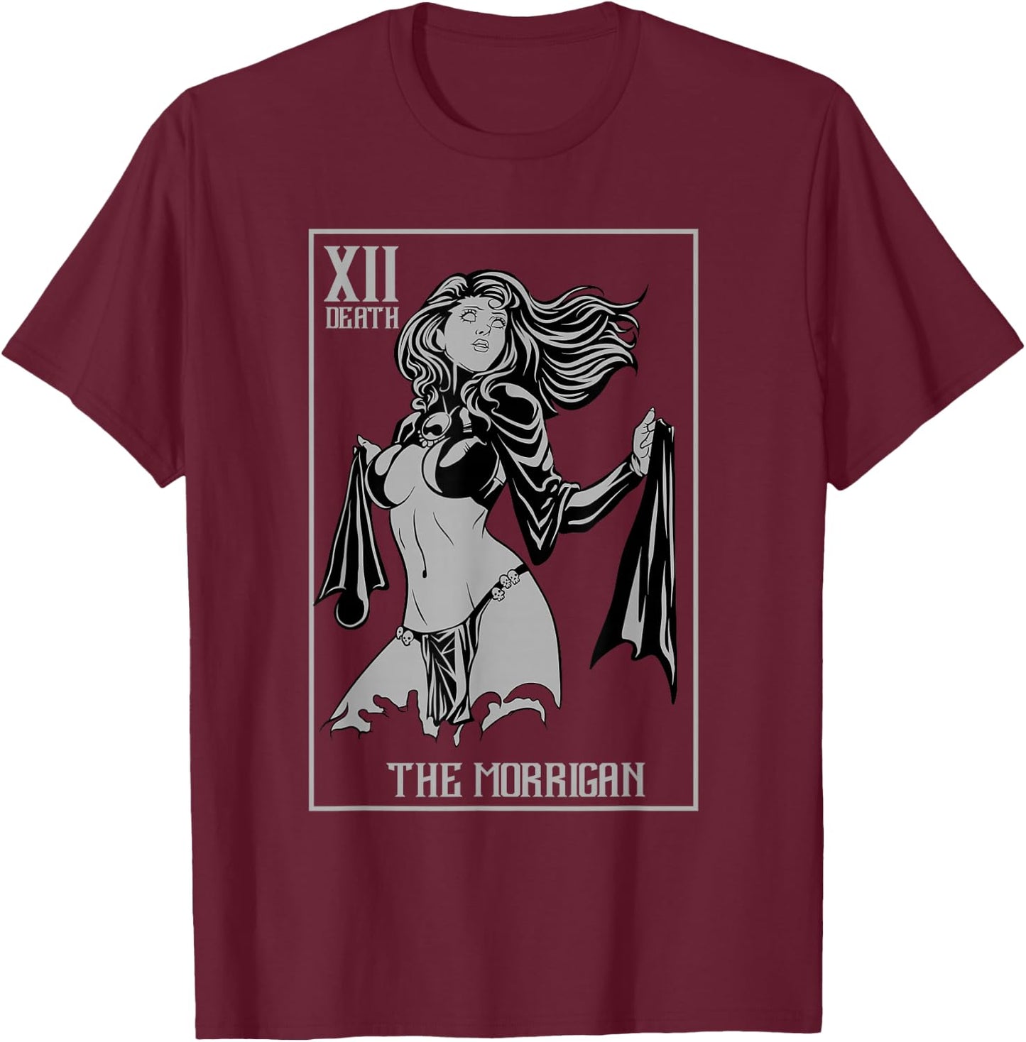 The Morrigan Celtic Goddess Witch Tarot Card Ireland Pagan T-Shirt - T-Shirt | Maroon