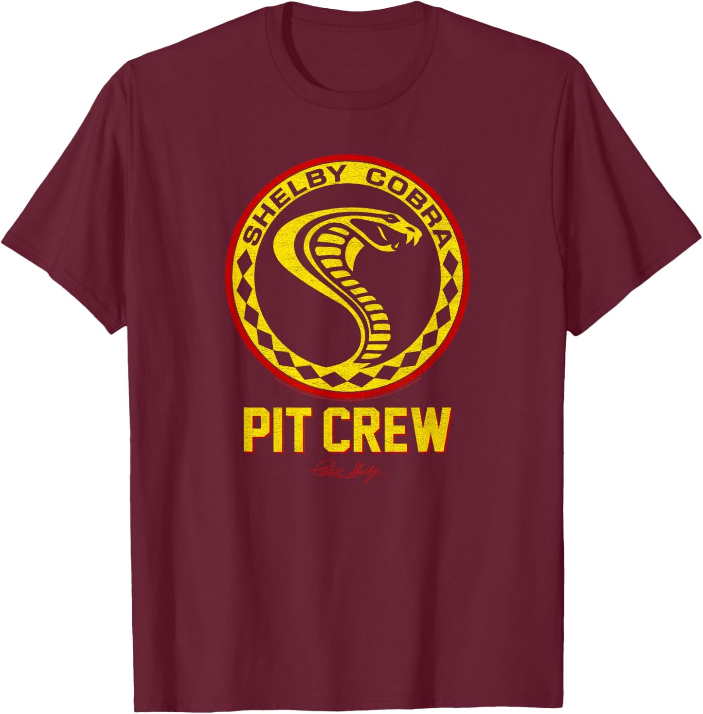 Carroll Shelby Vintage Pit Crew Badge T-Shirt - T-Shirt | Maroon