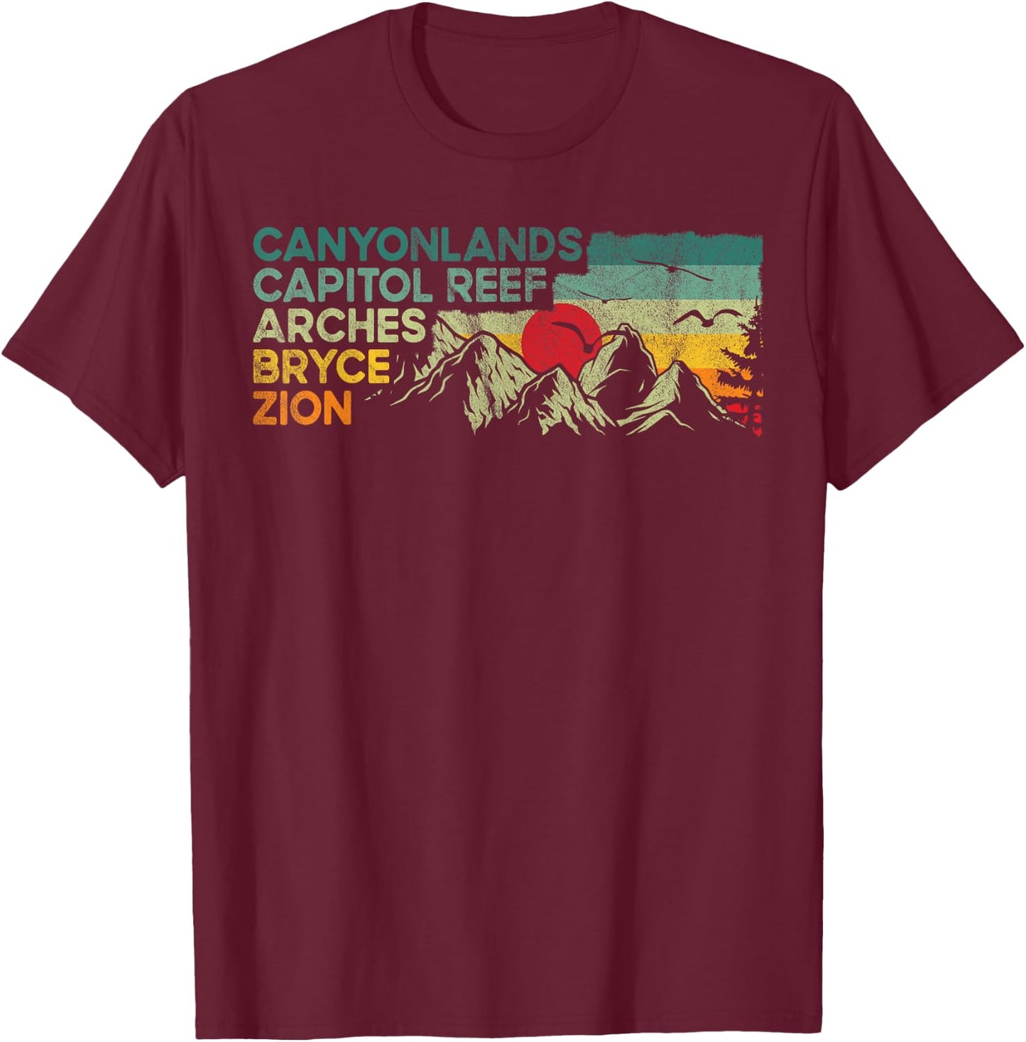 Vintage utah national parks Moab utah mighty five souvenir T-Shirt - T-Shirt | Maroon