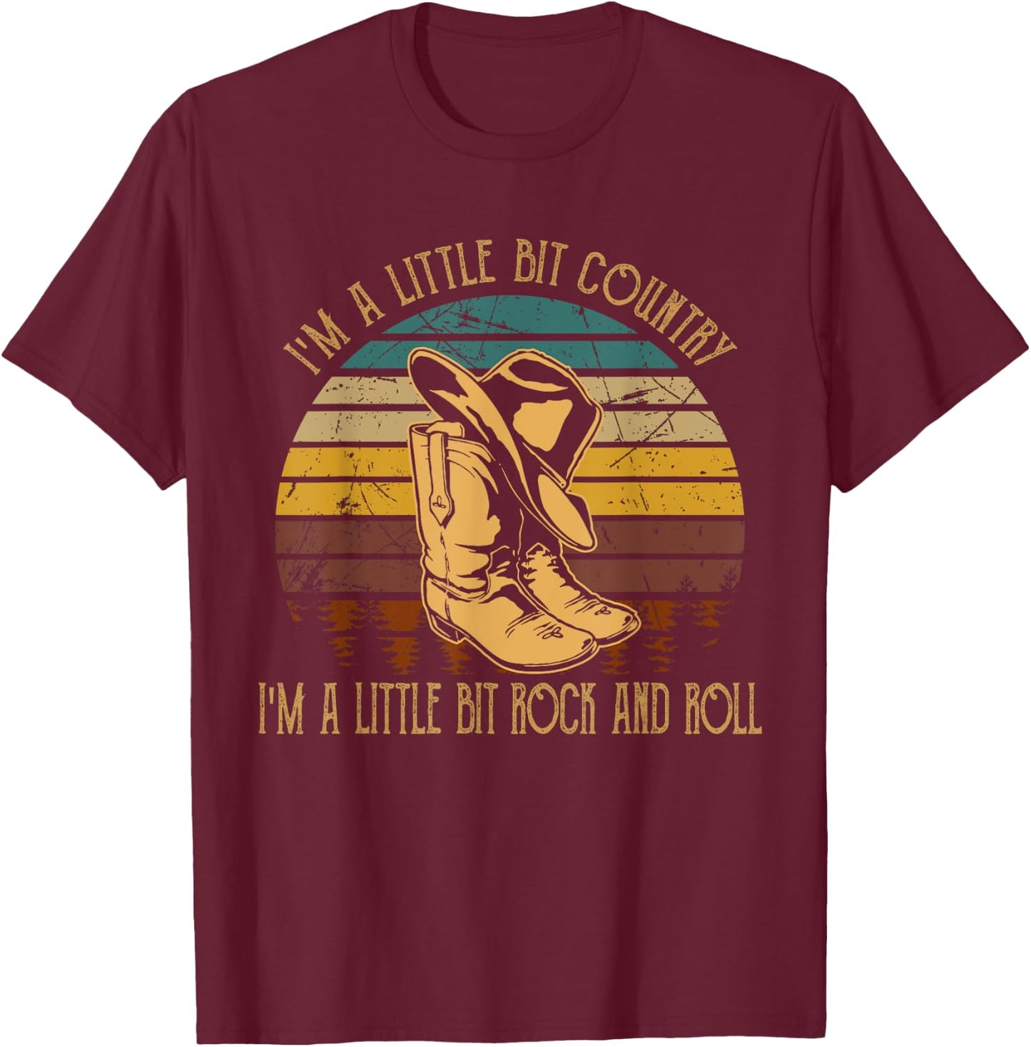 I'm A Little Bit Country, I'm A Little Bit Rock And Roll T-Shirt - T-Shirt | Maroon