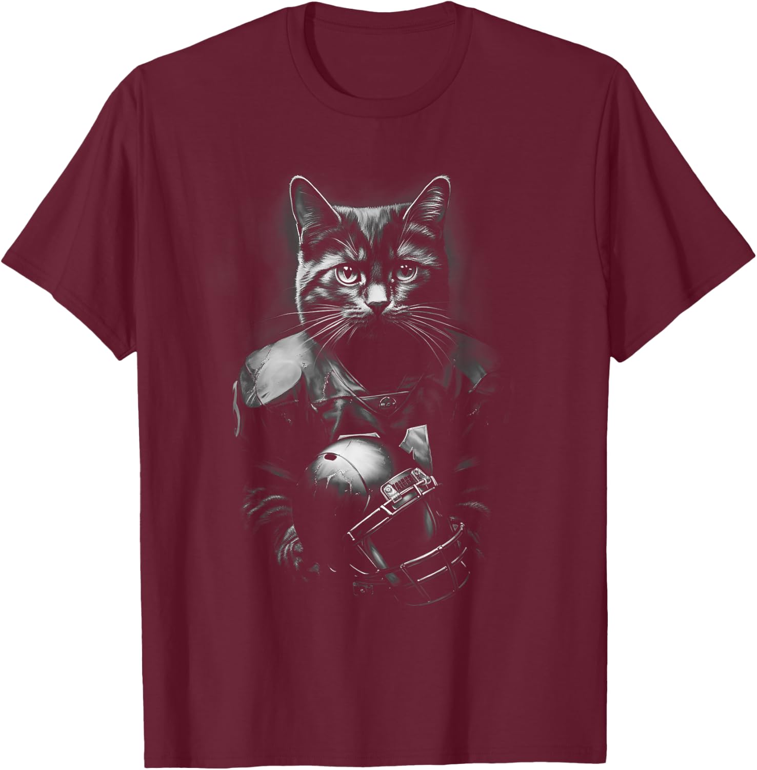 Cool Cat Football Season Funny Football Accessories Cat T-Shirt - T-Shirt | Maroon