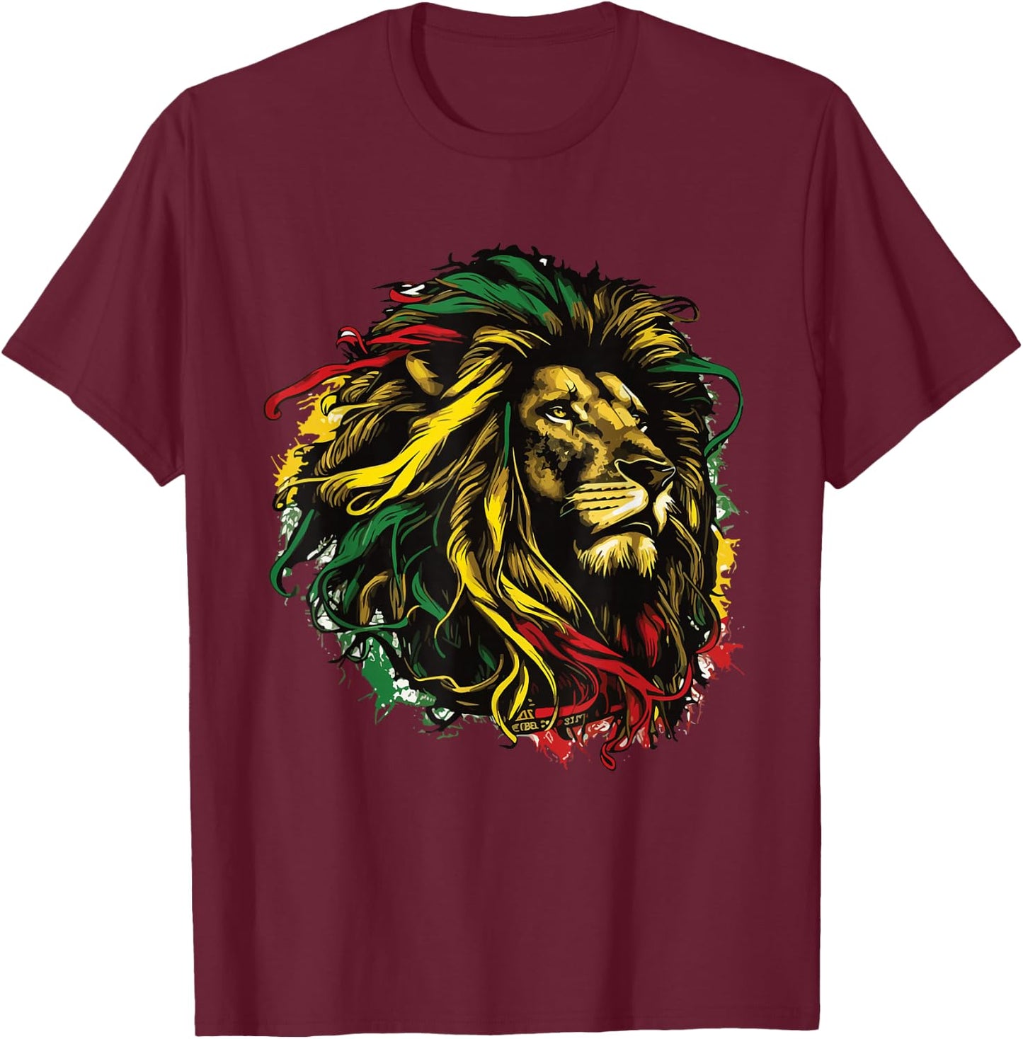 Jamaican Lion Jamaican Rasta Flag Lion of Judah Reggae Music T-Shirt - T-Shirt | Maroon