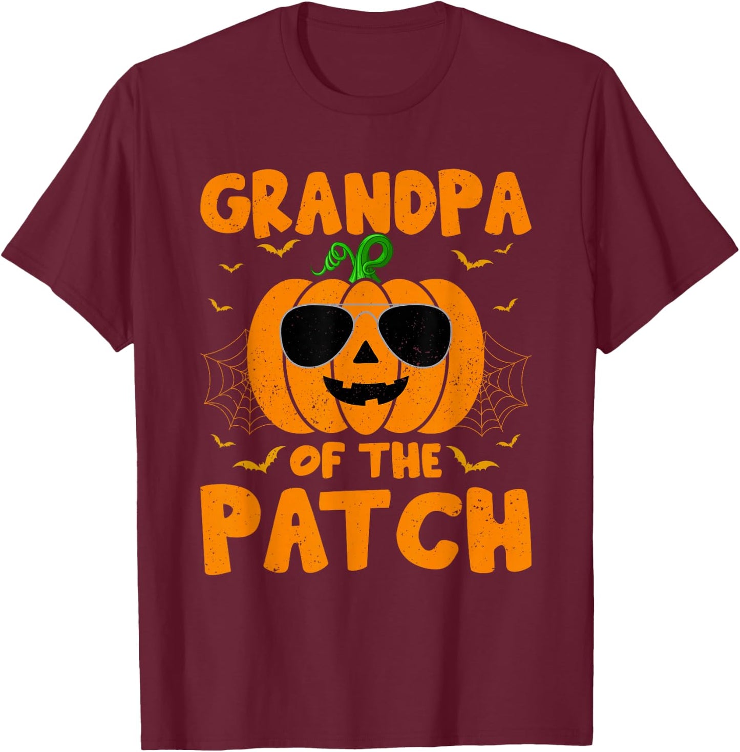 Pumpkin Grandpa Of The Patch Family Group Costume Halloween T-Shirt - T-Shirt | Maroon