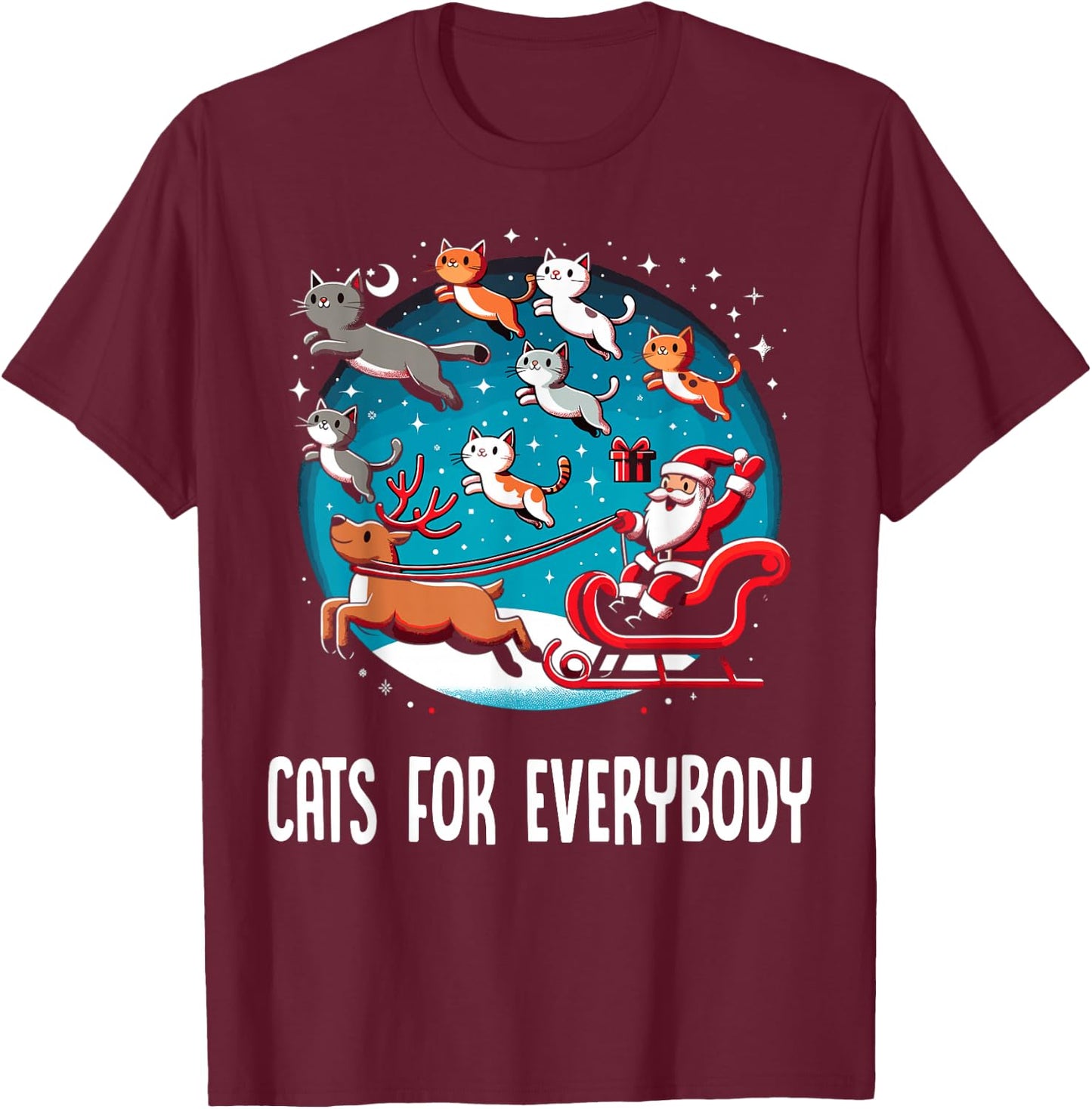 Xmas Cats For Everybody Christmas Cat T-Shirt - T-Shirt | Maroon