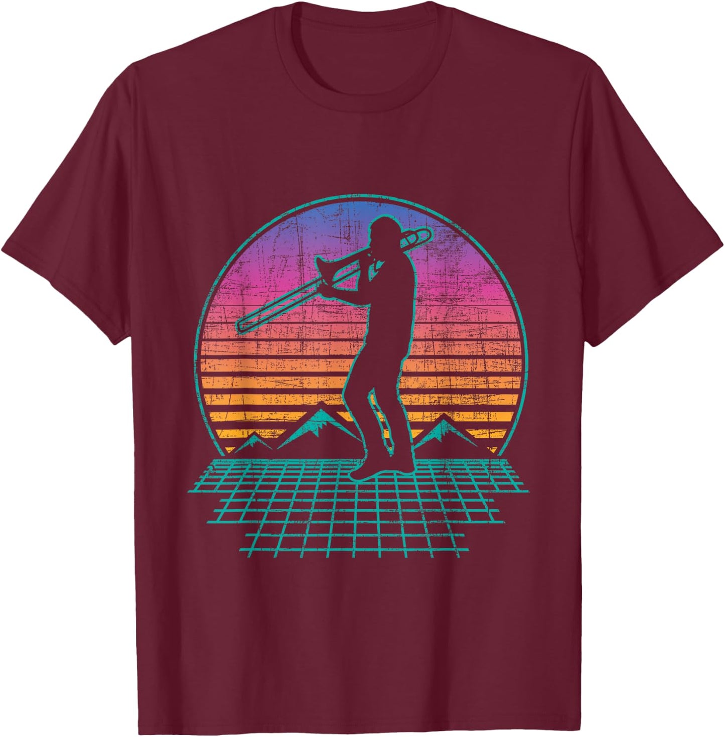 Retro Vintage Trombone Player - Trombonist Jazz Music Lover T-Shirt - T-Shirt | Maroon
