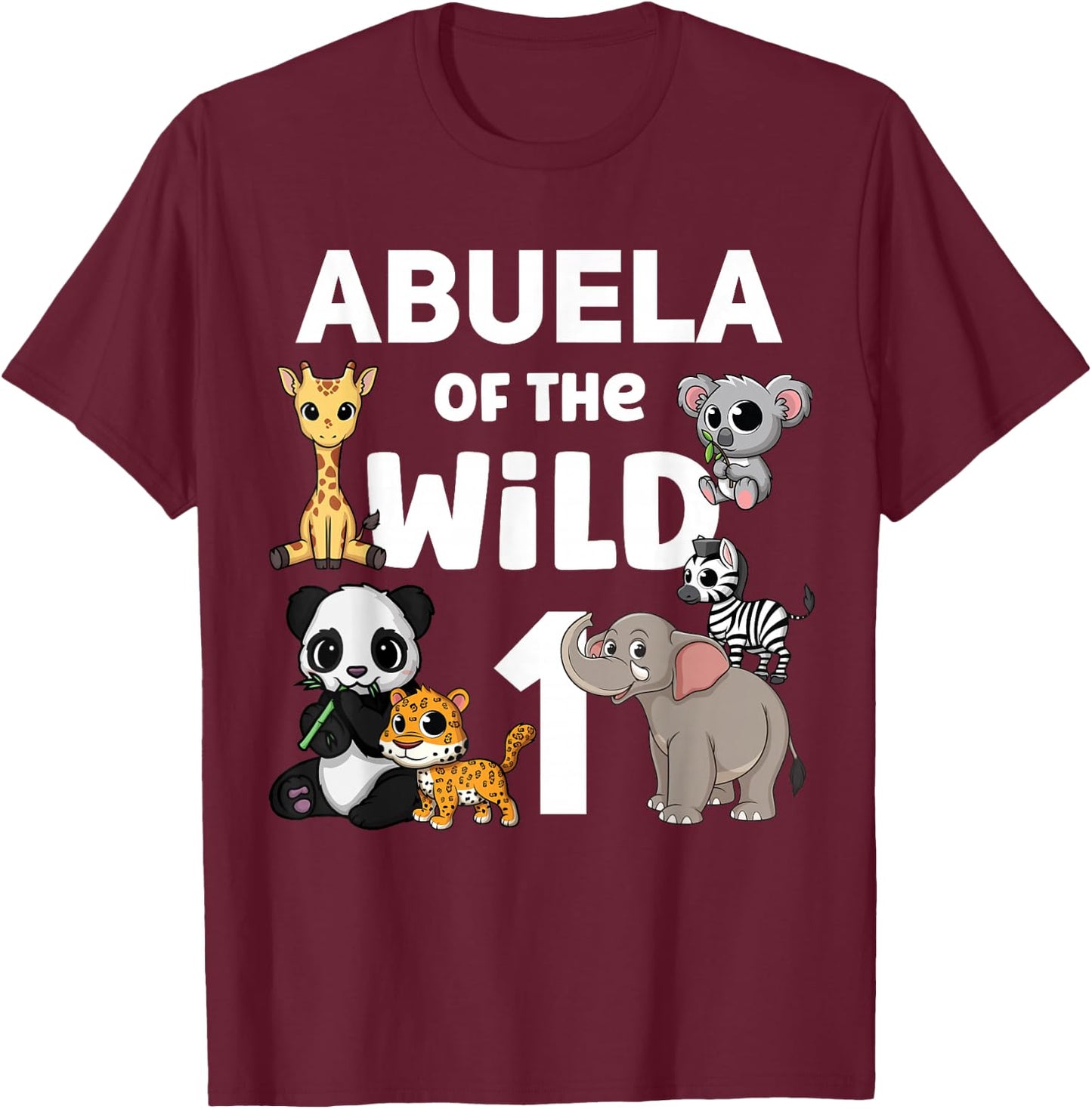 Abuela of the Wild One Zoo 1st Birthday Party Safari Jungle T-Shirt - T-Shirt | Maroon