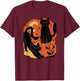 Vintage Scary Halloween Black Cats and pumpkin T-Shirt - T-Shirt | Maroon