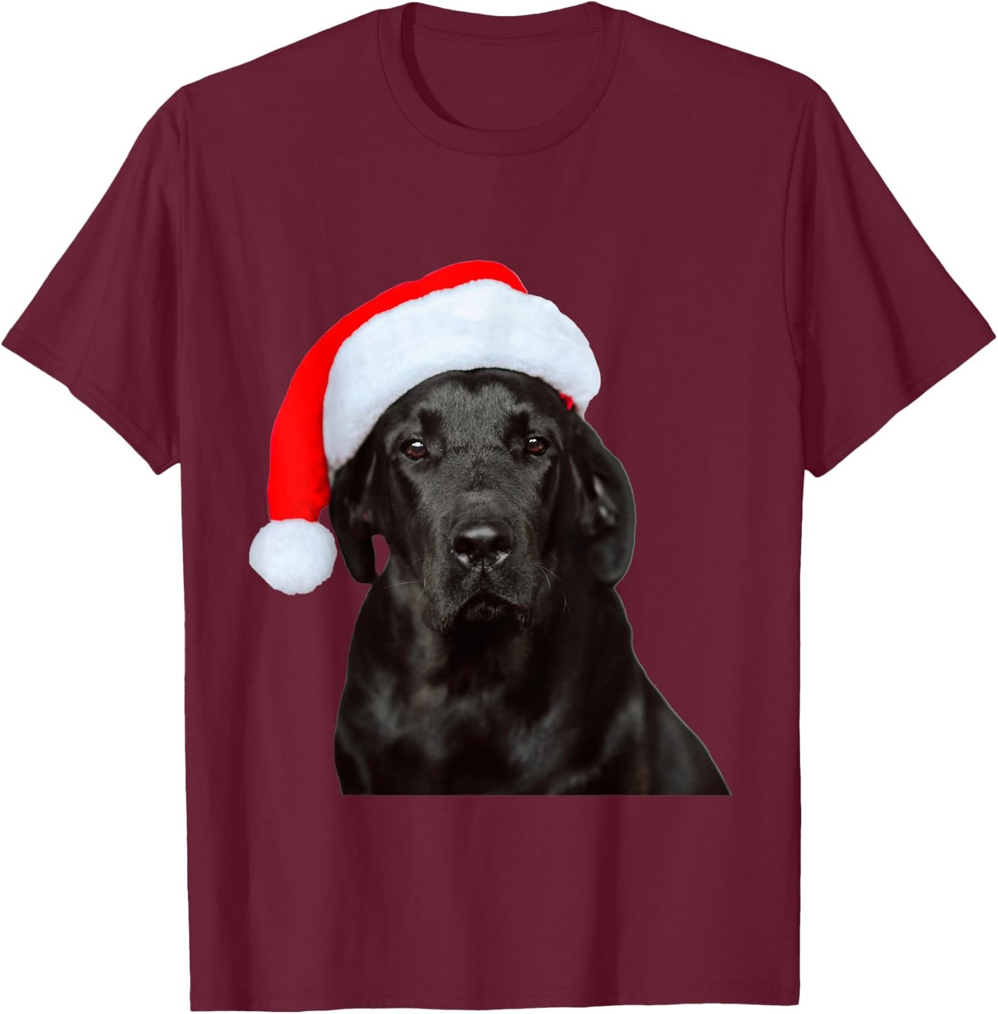 Cute Black Lab Santa Hat Image Christmas Dog Labrador Women Kids T-Shirt - T-Shirt | Maroon