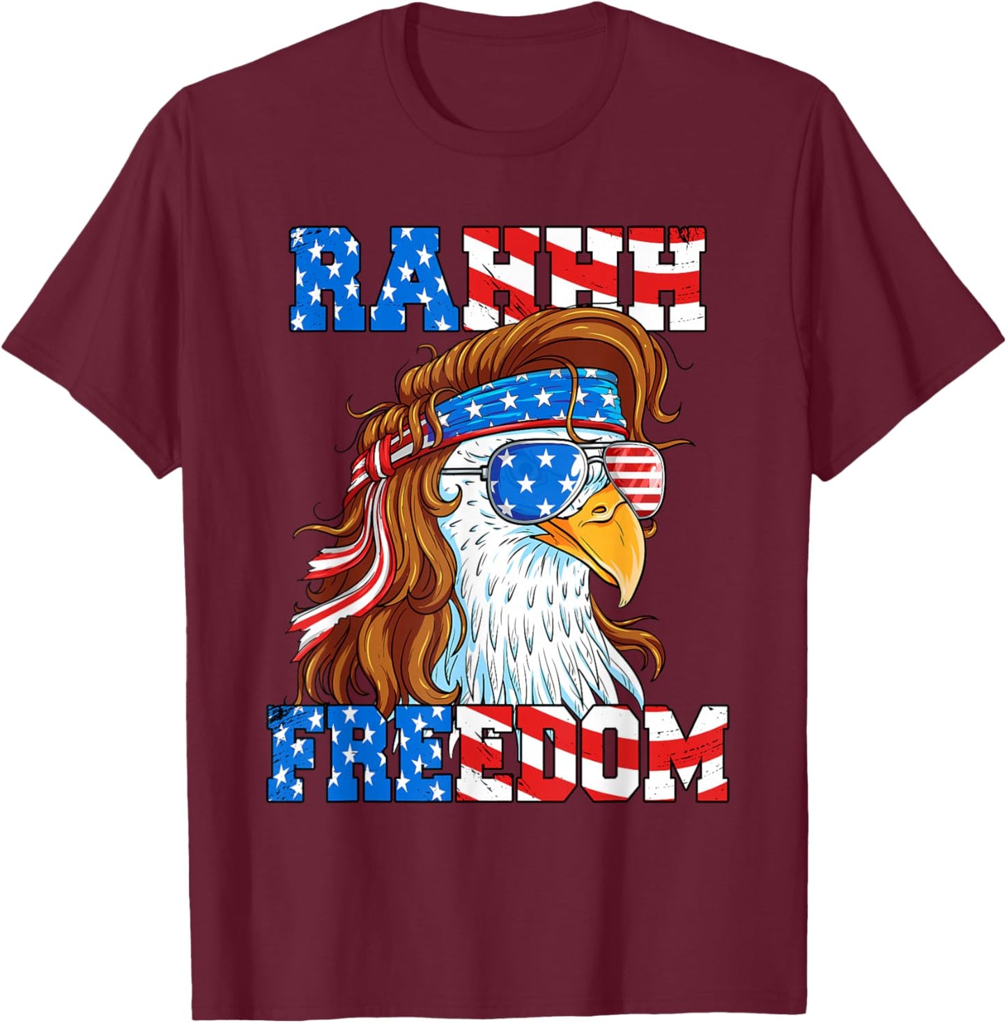 Rahhh Freedom Eagle 4th of July American Flag Usa Meme T-Shirt - T-Shirt | Maroon